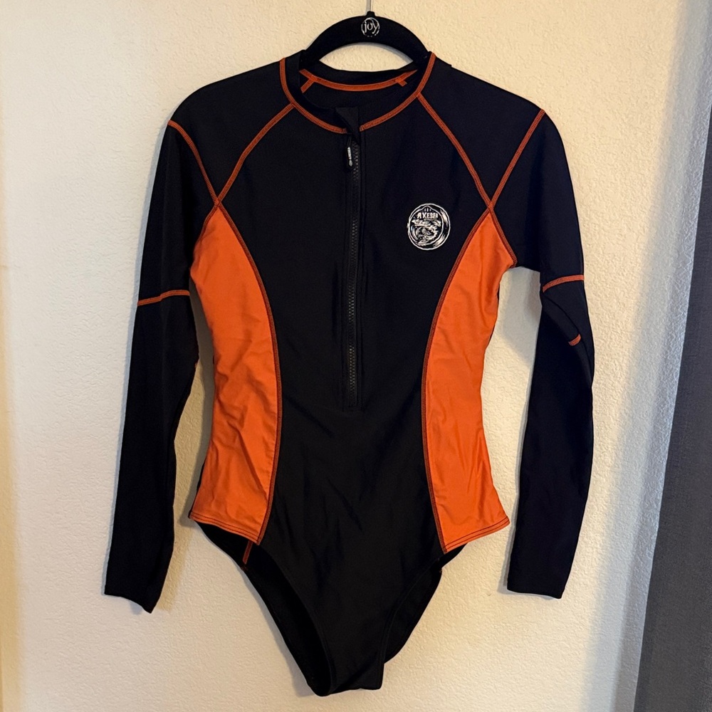 Axesea Women's Black and Orange One Piece Swimsuit